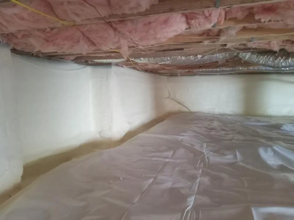 Crawl space encapsulation with closed-cell spray foam for Spray Foam Roofing in East Granby